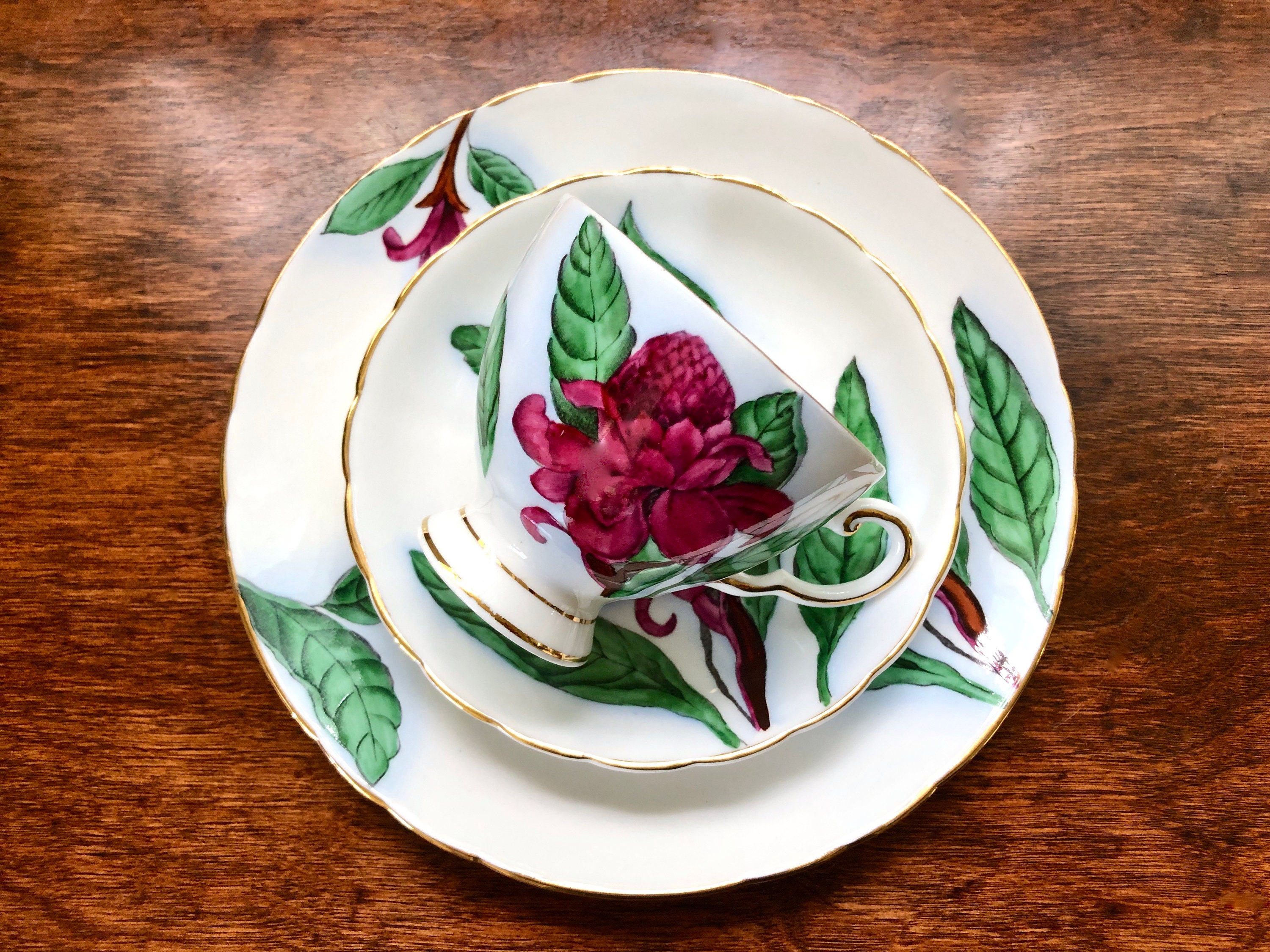 Tuscan Fine English Bone China 3 Piece Teacup Set Torch Ginger Etsy