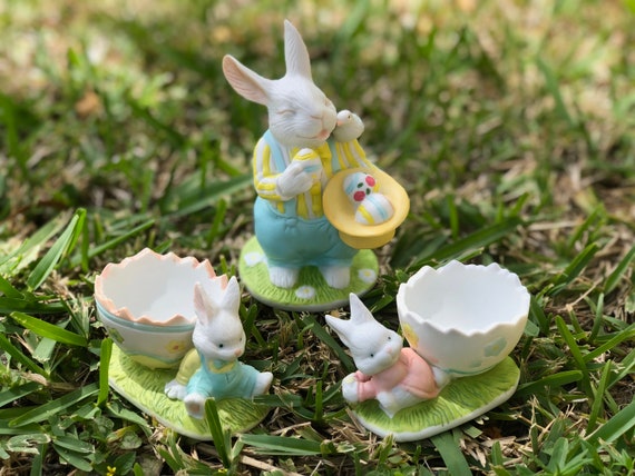 Princess House 3 Piece Porcelain Bunny Rabbit Figurines Easter Etsy