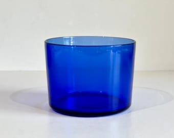 Cobalt Blue/Indigo Low Cylinder Vase Blue Decor Centerpiece Bowl