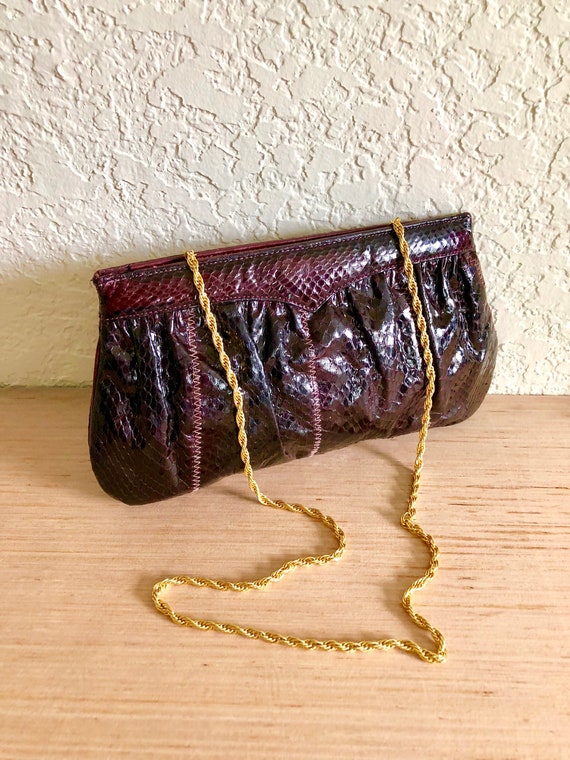 Beautiful Vintage Snakeskin Clutch/Shoulder Bag T… - image 1