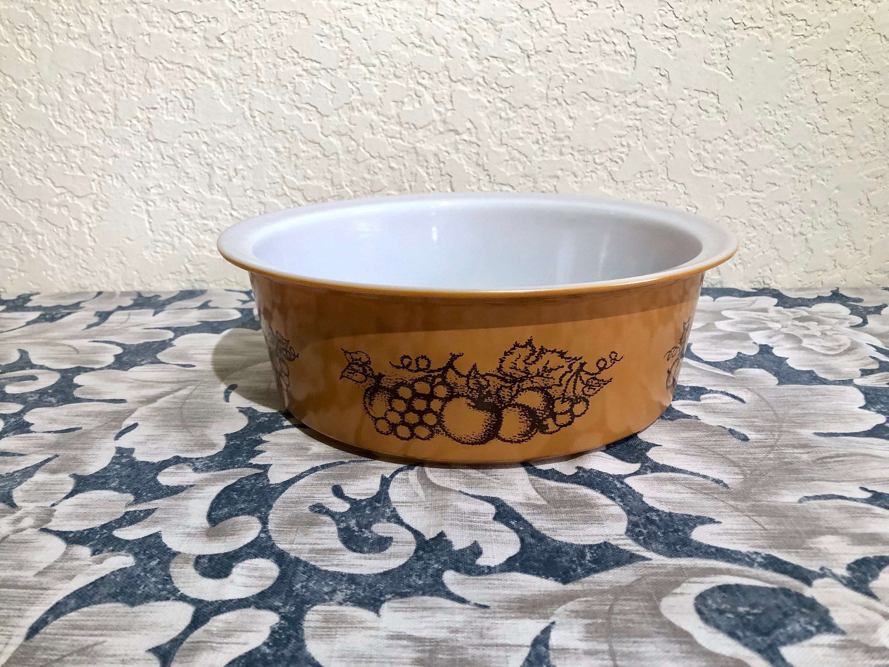 Vintage Pyrex Old Orchard Casserole, Brown Fruit Bowl (no Lid) - Etsy
