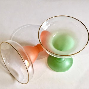 Vintage Blendo Margarita Lunettes Set de Quatre Verres Vert Dépoli et Orange Barware Rétro Milieu du Siècle Verrerie Colorée Moderne image 7