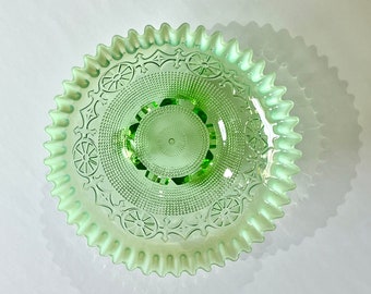 ヴィンテージ ジェファーソンガラス グリーン オパールセント ボウル
