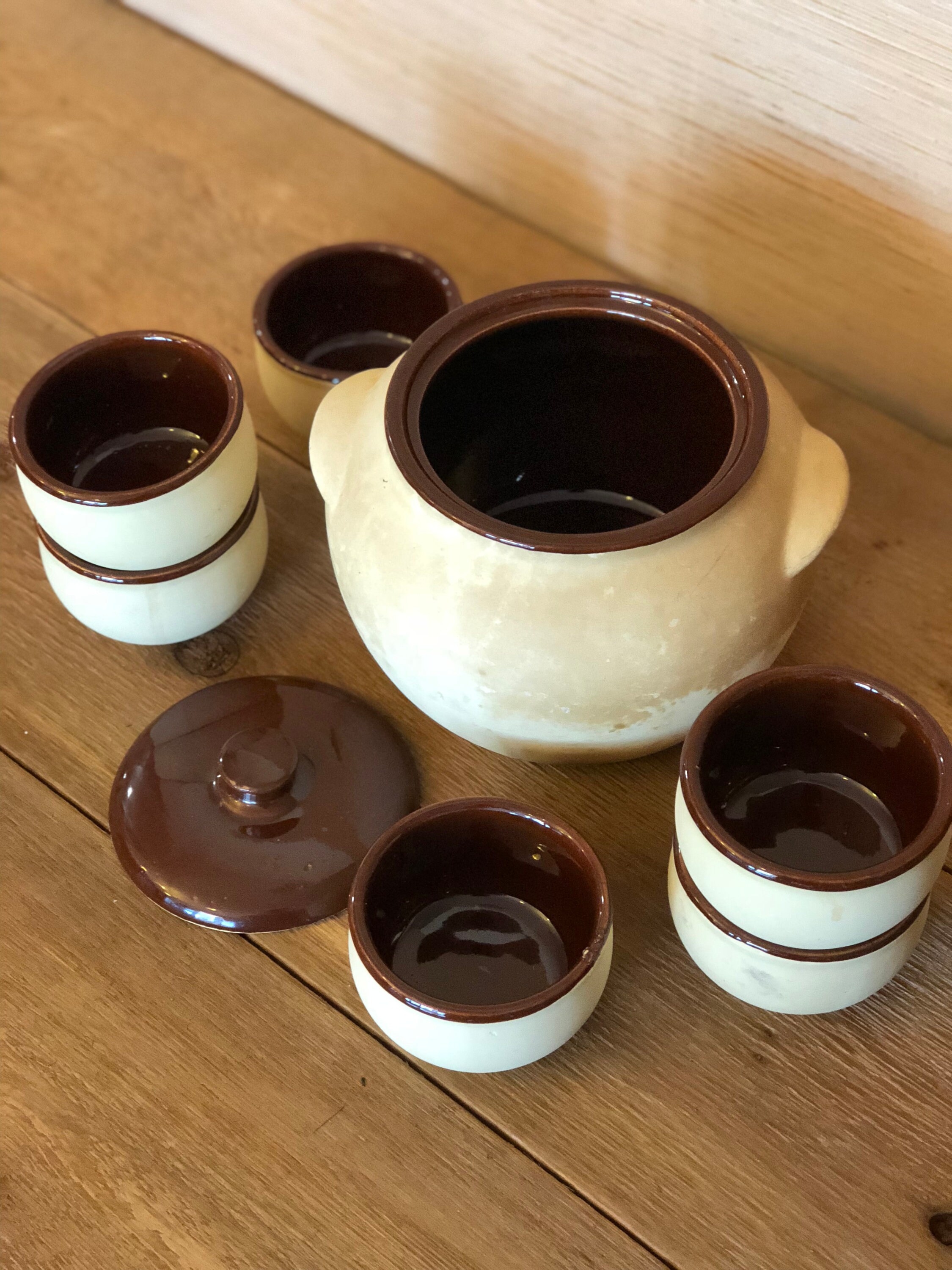 Vintage Watt Oven Ware Bean Pot With Lid and Six Serving Bowls Etsy