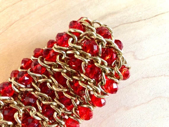 Stunning Braided and Beaded Bracelet Red and Gold… - image 5