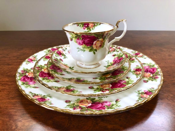 Royal Albert Old Country Roses 20 Pc Vajilla Set Cuatro 4 Cinco Piezas Ajustes de Lugar Fino Hueso Ingles China Etsy Mexico