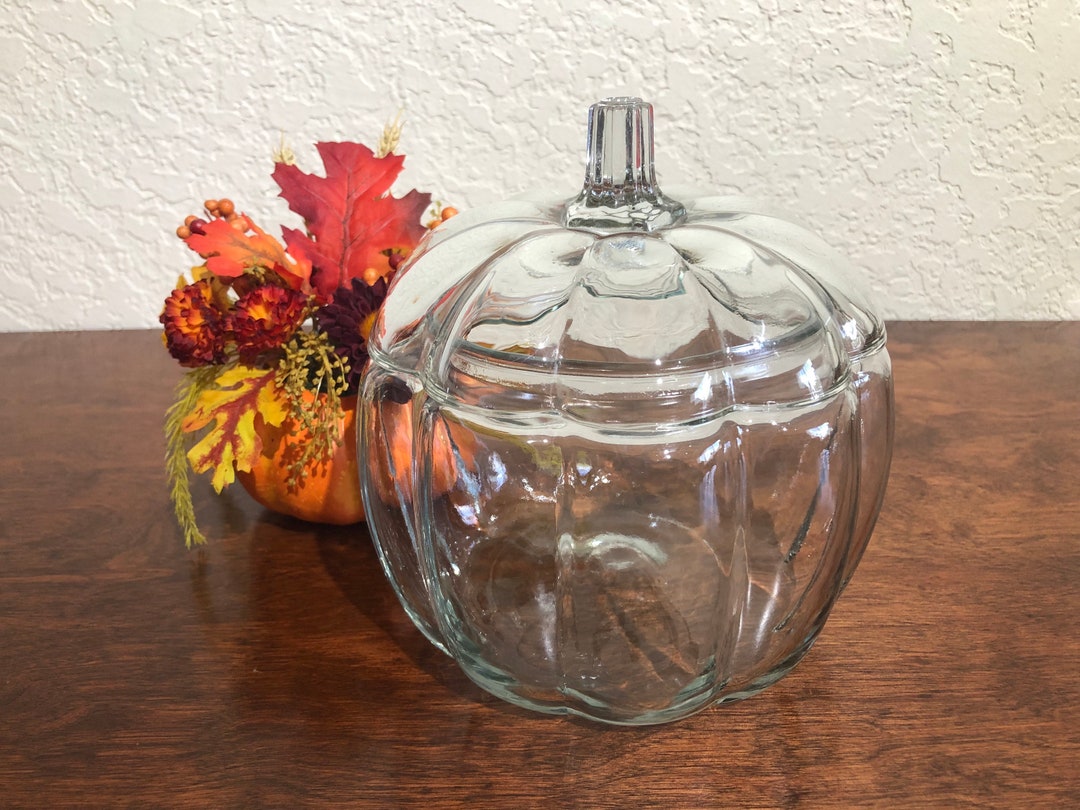 Vintage Glass Pumpkin Jar by Anchor Hocking Fall Decor Pumpkin Etsy