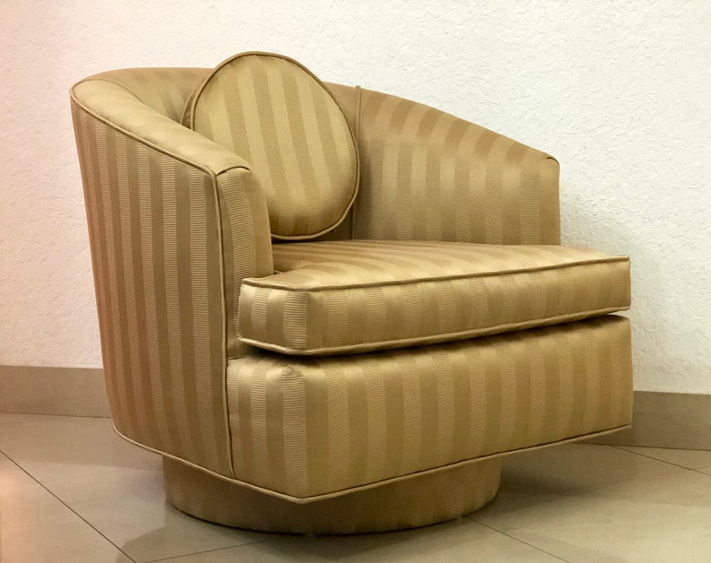 MCM Swivel Barrel Chair Milo Baughman Style Hollywood Regency | Etsy