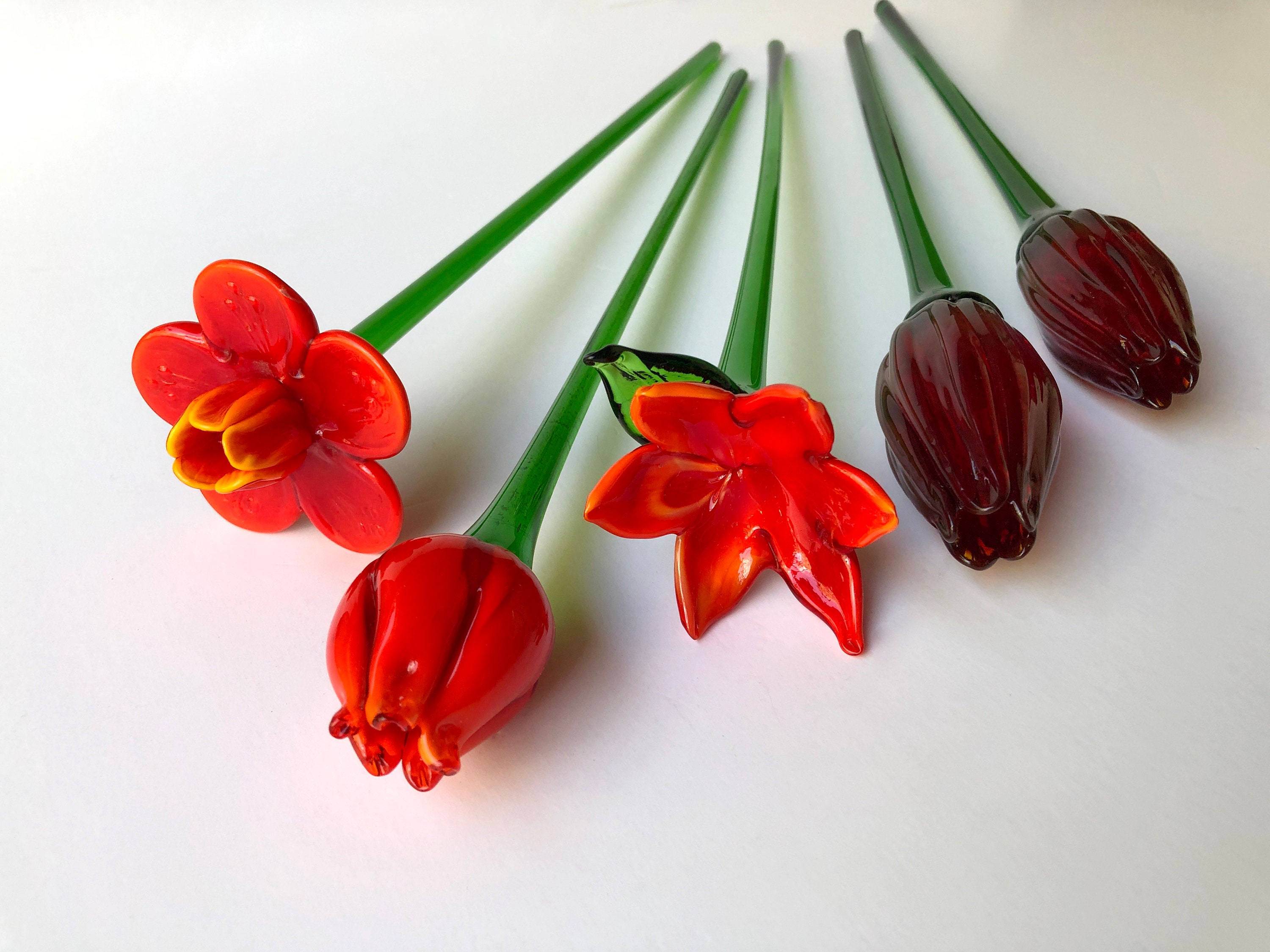 Long Stem Glass Flowers for sale Only 2 left at 65