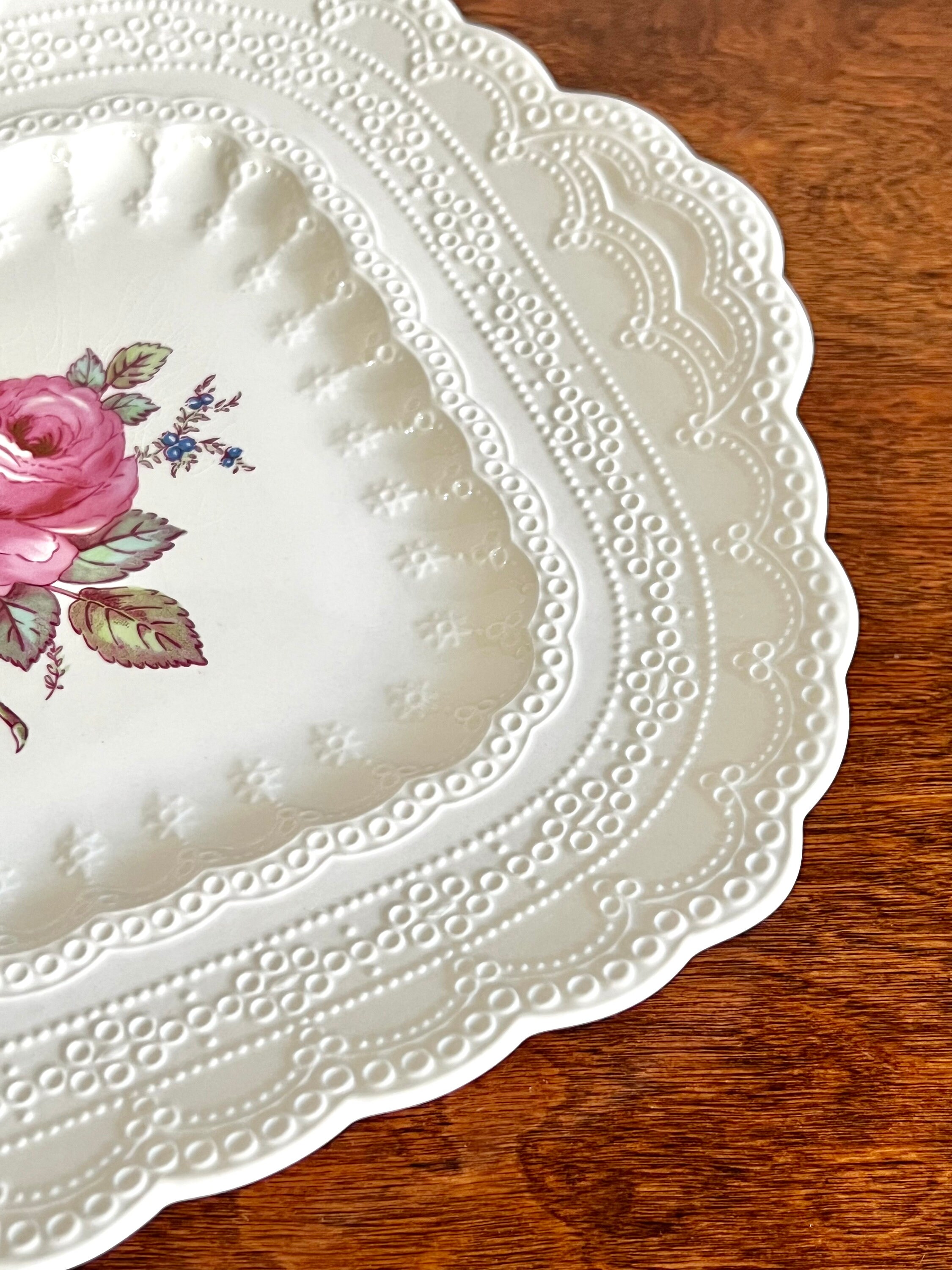 Vintage Billingsley Rose Square Handled Cake Plate by Spode