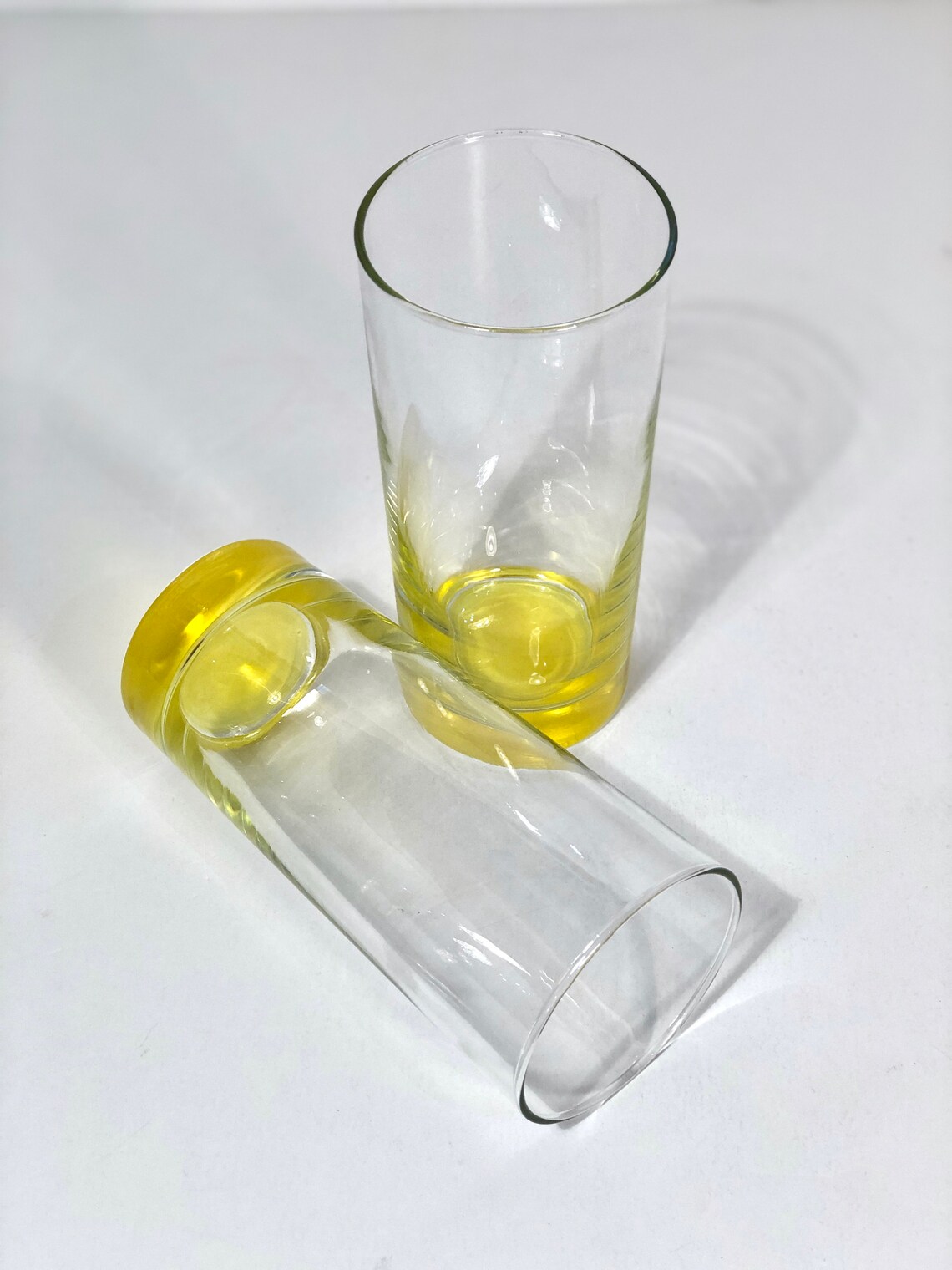 Vibrant Colored Bottom Glasses Set of Eight Vintage Large Etsy