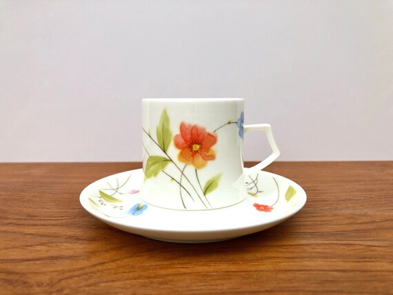 Vintage Mikasa Bone China Tea Cup and Saucer Set, Just Flowers