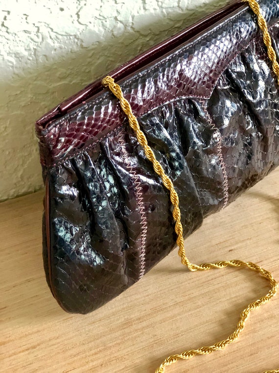 Beautiful Vintage Snakeskin Clutch/Shoulder Bag T… - image 8