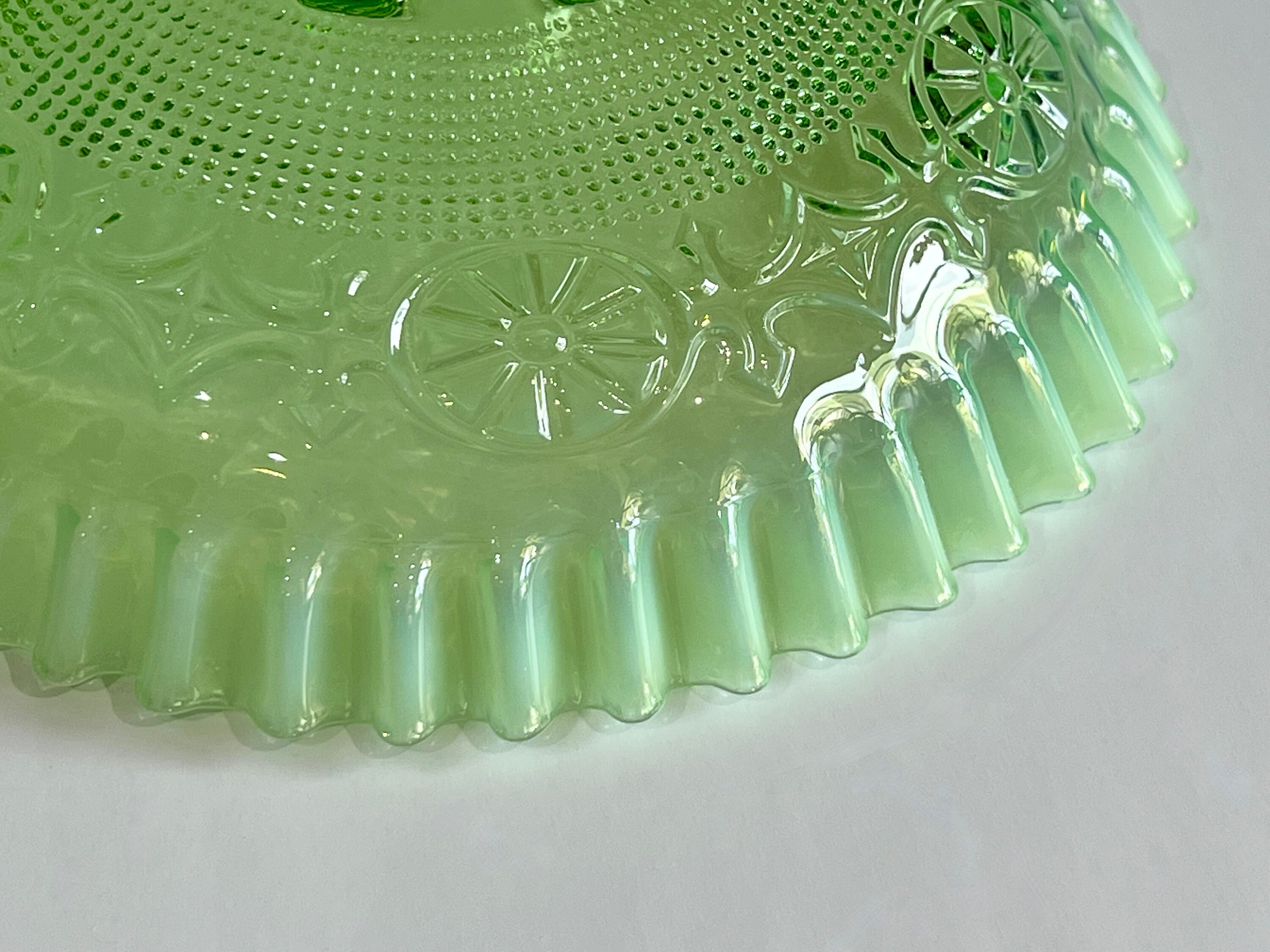 ヴィンテージ ジェファーソンガラス グリーン オパールセント ボウル