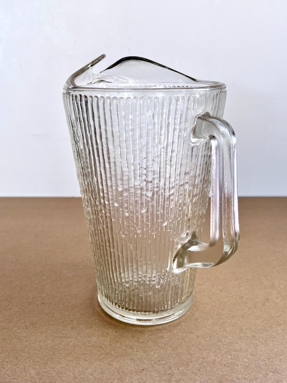 Vintage Jeanette Glass Finlandia Pitcher, Tree Bark Texture, MCM