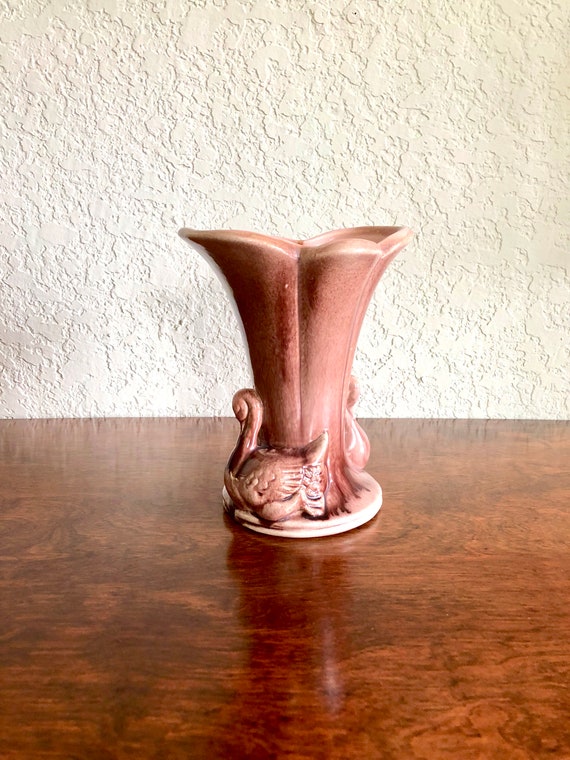 Vintage Ceramic Double Swan Vase Gonder Pottery Vase H 47 Etsy