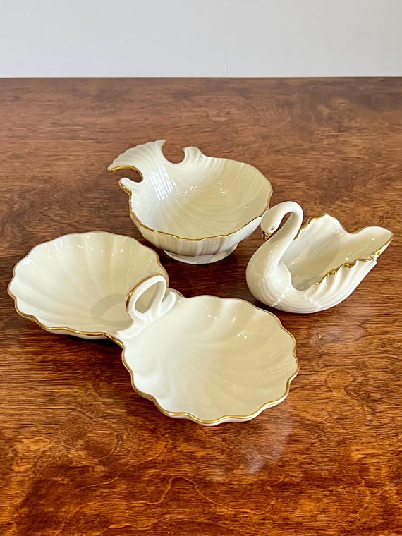 Vintage Lenox Trinket Dish, Two Section Dish 24k Gold Trim - Etsy