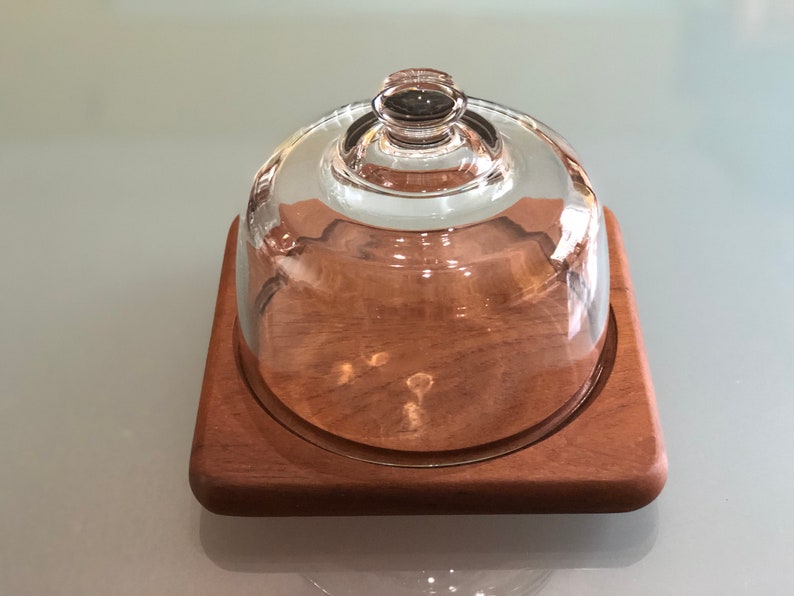 Vintage Goodwood Teak Wood & Glass Cheese Dome Serving Dish Etsy