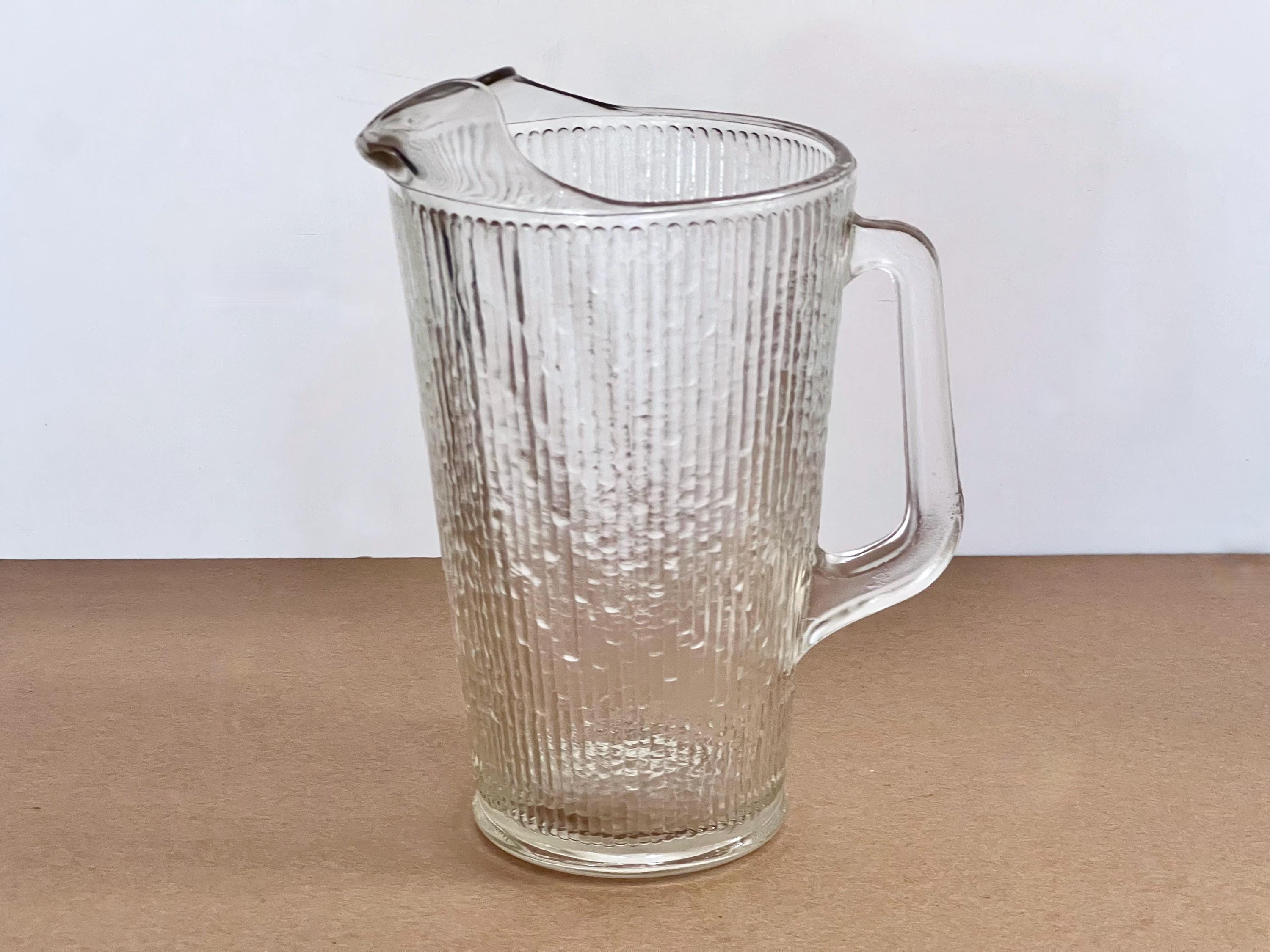 Vintage Jeanette Glass Finlandia Pitcher, Tree Bark Texture, MCM