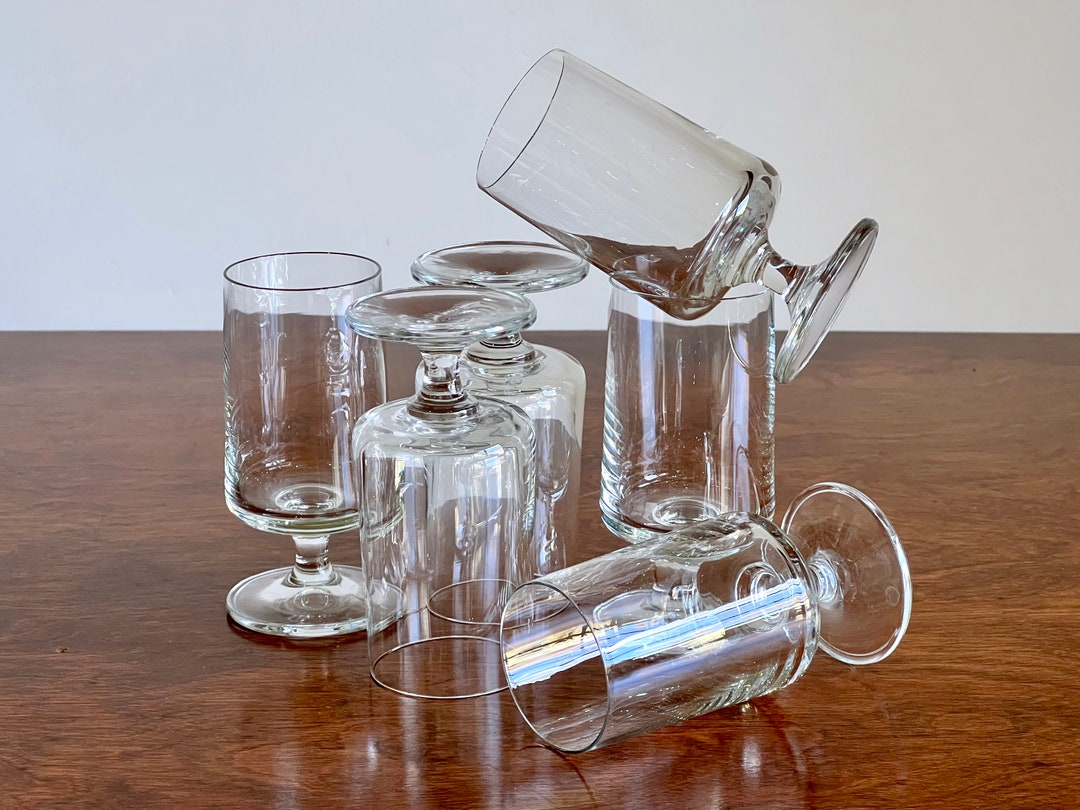 Vintage Mid Century Modern Cordial/cocktail Glasses Set of Six Clear