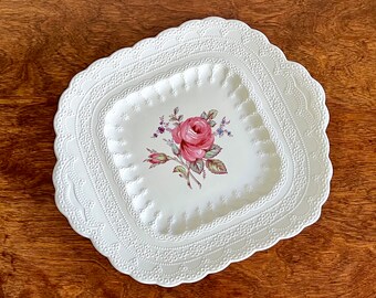 Vintage Billingsley Rose Square Handled Cake Plate by Spode