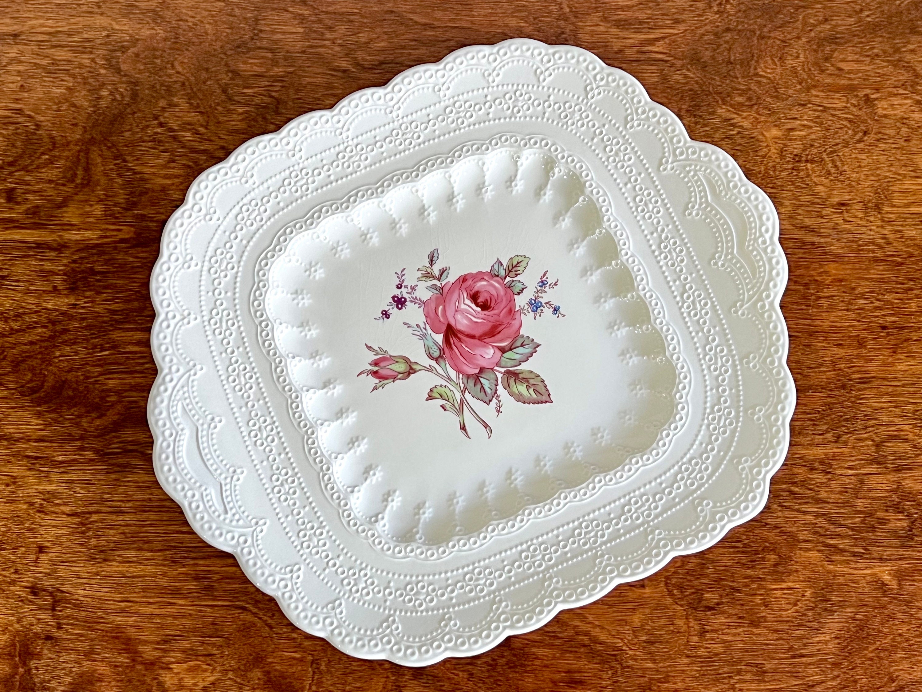 Vintage Billingsley Rose Square Handled Cake Plate by Spode