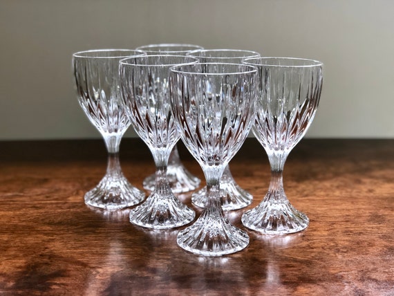 Set of 6 Mikasa Uptown Small Wine Glasses Goblets Drink Glass Crystal  Stemware