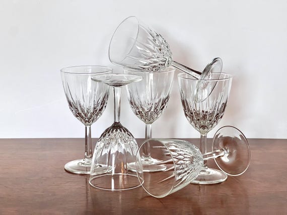 JG Durand Diamant Crystal Wine Glasses, Set of 6 - Etsy