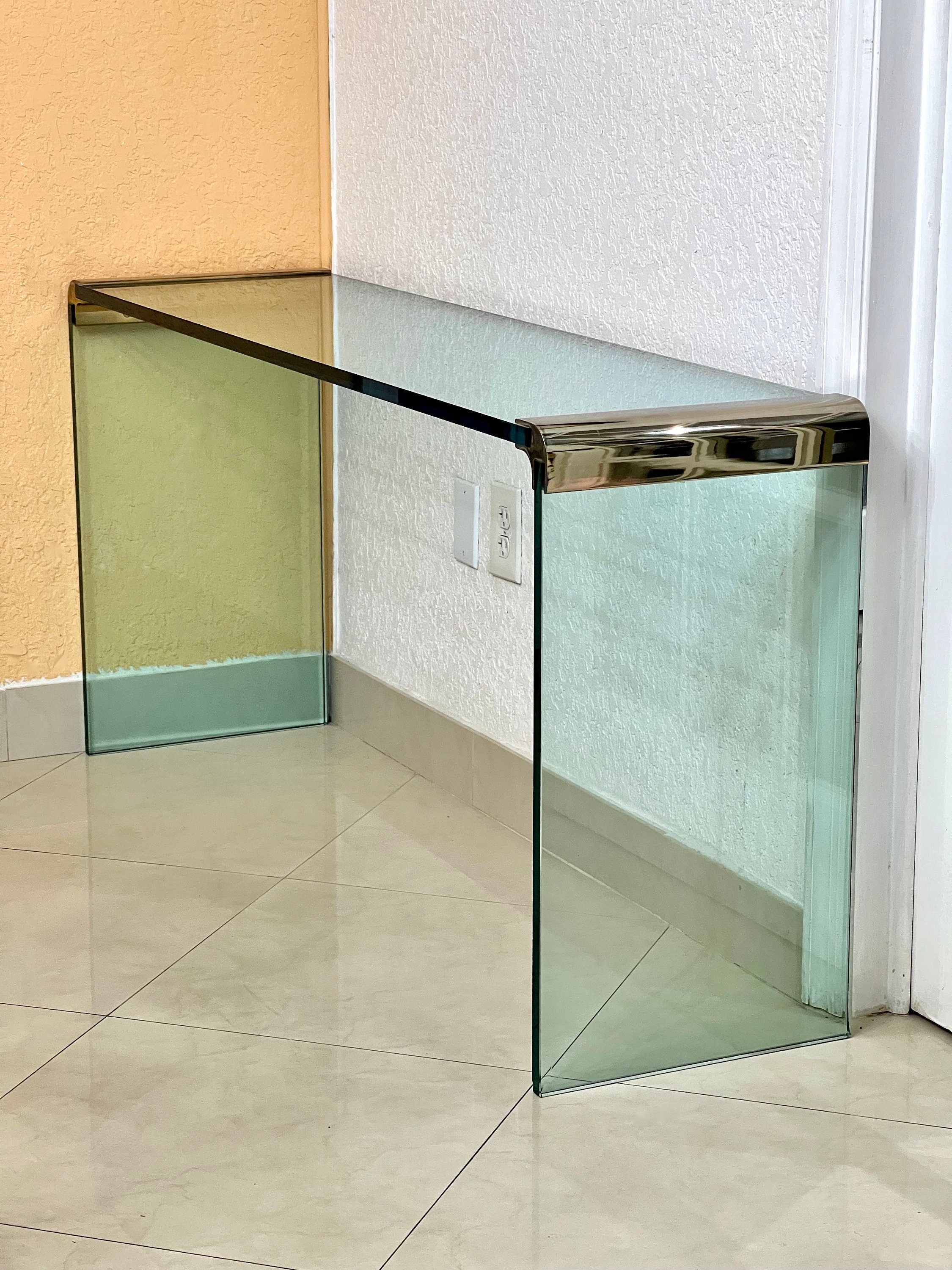 Vintage glass console table - Etsy 日本 Vintage glass console table - Etsy 日本