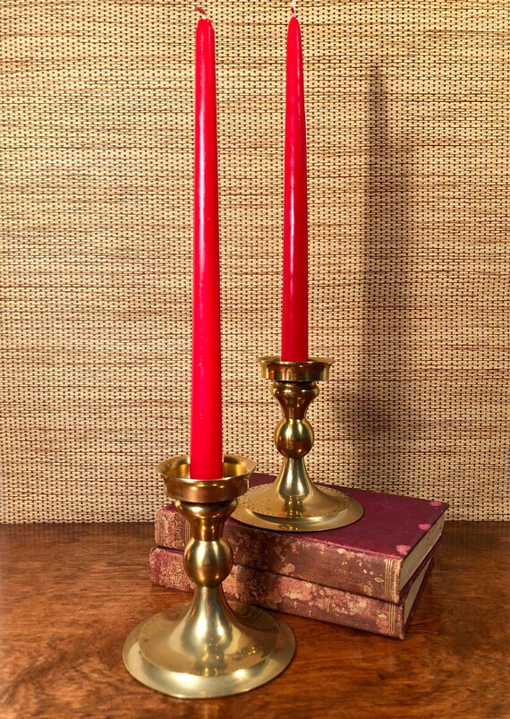 Brassware Mid Century Brass Vintage Tablescape Vintage Candleholders Candle Holders Pair of Vintage Brass Candle Holders Vintage Brass