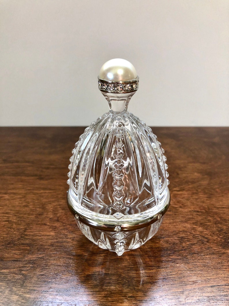 Lenox Lead Crystal Egg Trinket Box Diamonds & Pearls Glass Box Etsy