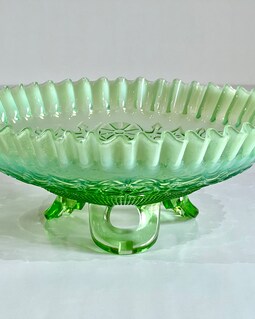 ヴィンテージ ジェファーソンガラス グリーン オパールセント ボウル