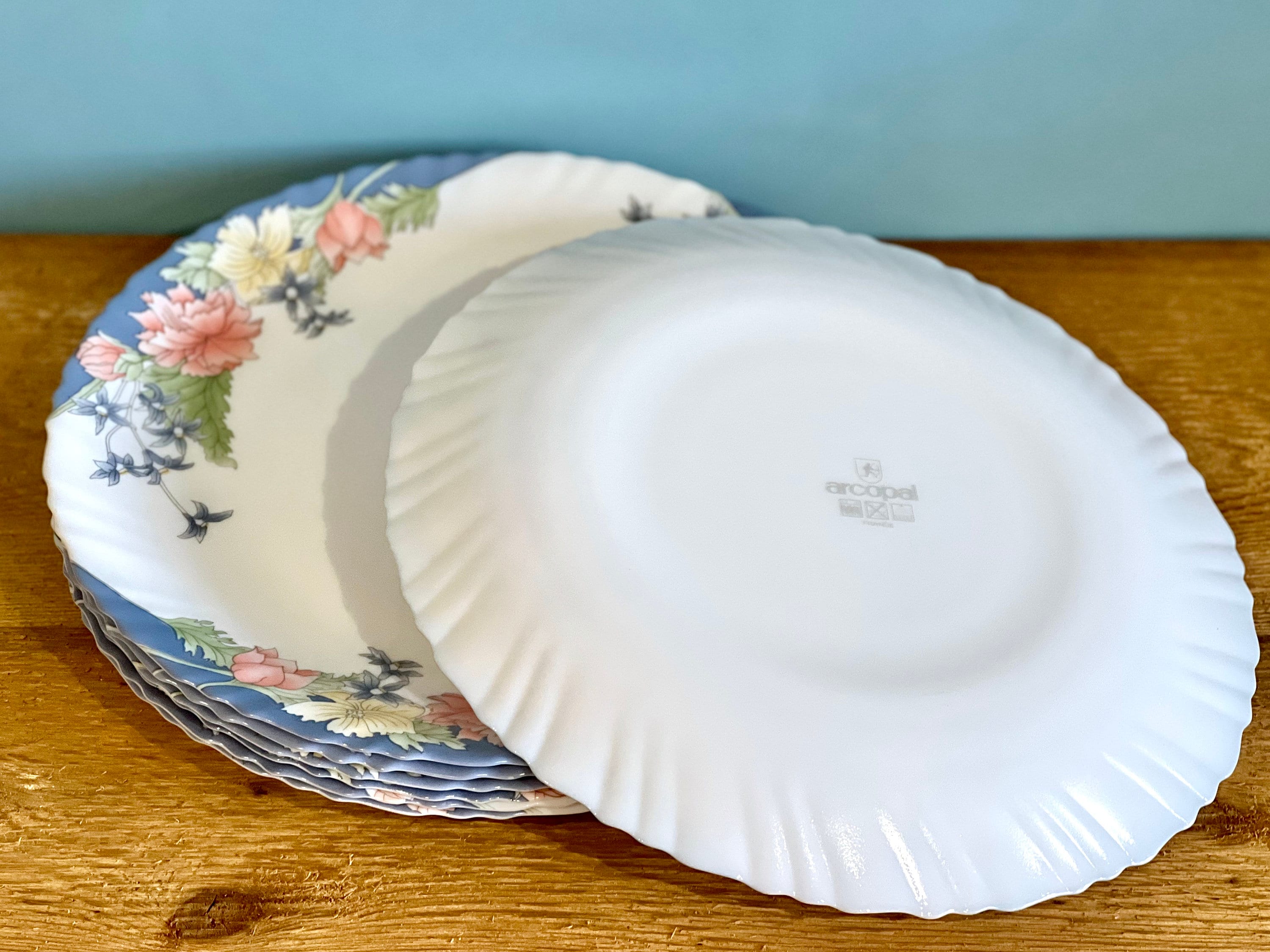 LOT 6 Assiettes Creuses Arcopal - Vintage - Decors Pastels