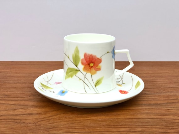 Vintage Mikasa Bone China Tea Cup and Saucer Set, Just Flowers