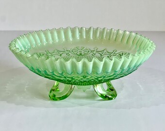 ヴィンテージ ジェファーソンガラス グリーン オパールセント ボウル