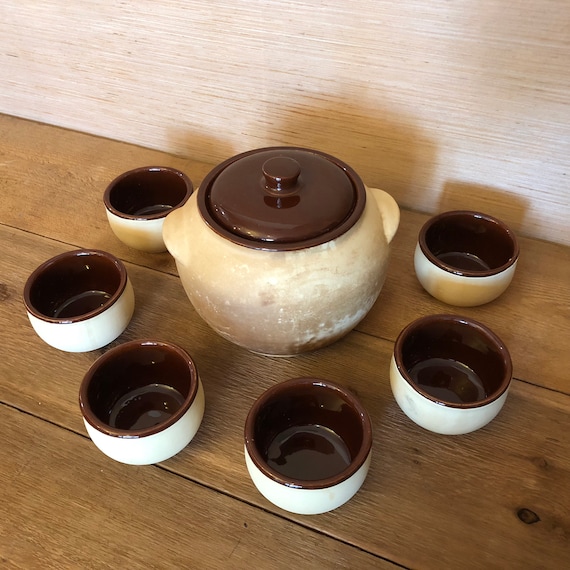 Vintage Watt Oven Ware Bean Pot with Lid and Six Serving ...