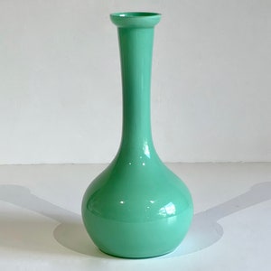 Vintage Long Neck Geblasenes Glas Mint Grün / Aqua Vase