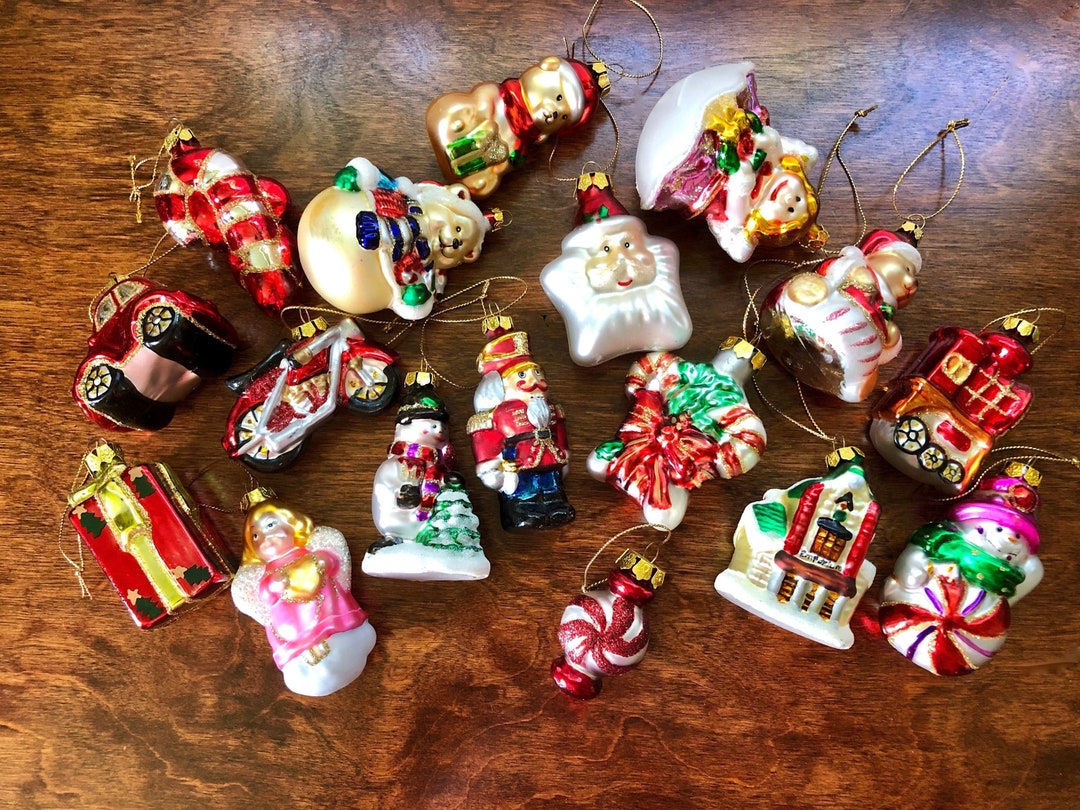 Vintage Old World Glass Christmas Ornaments Lot of 17 Blown Etsy