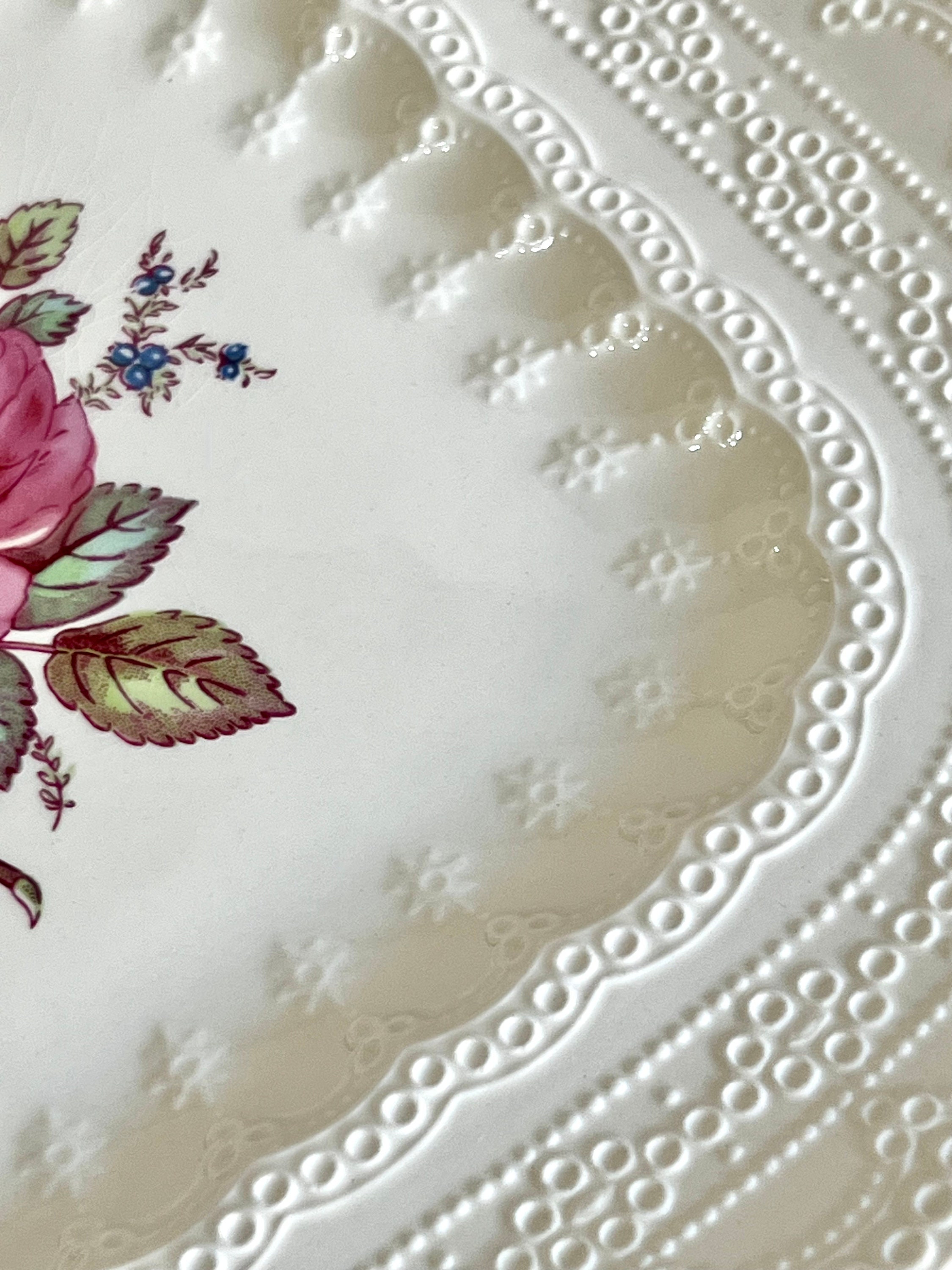 Vintage Billingsley Rose Square Handled Cake Plate by Spode