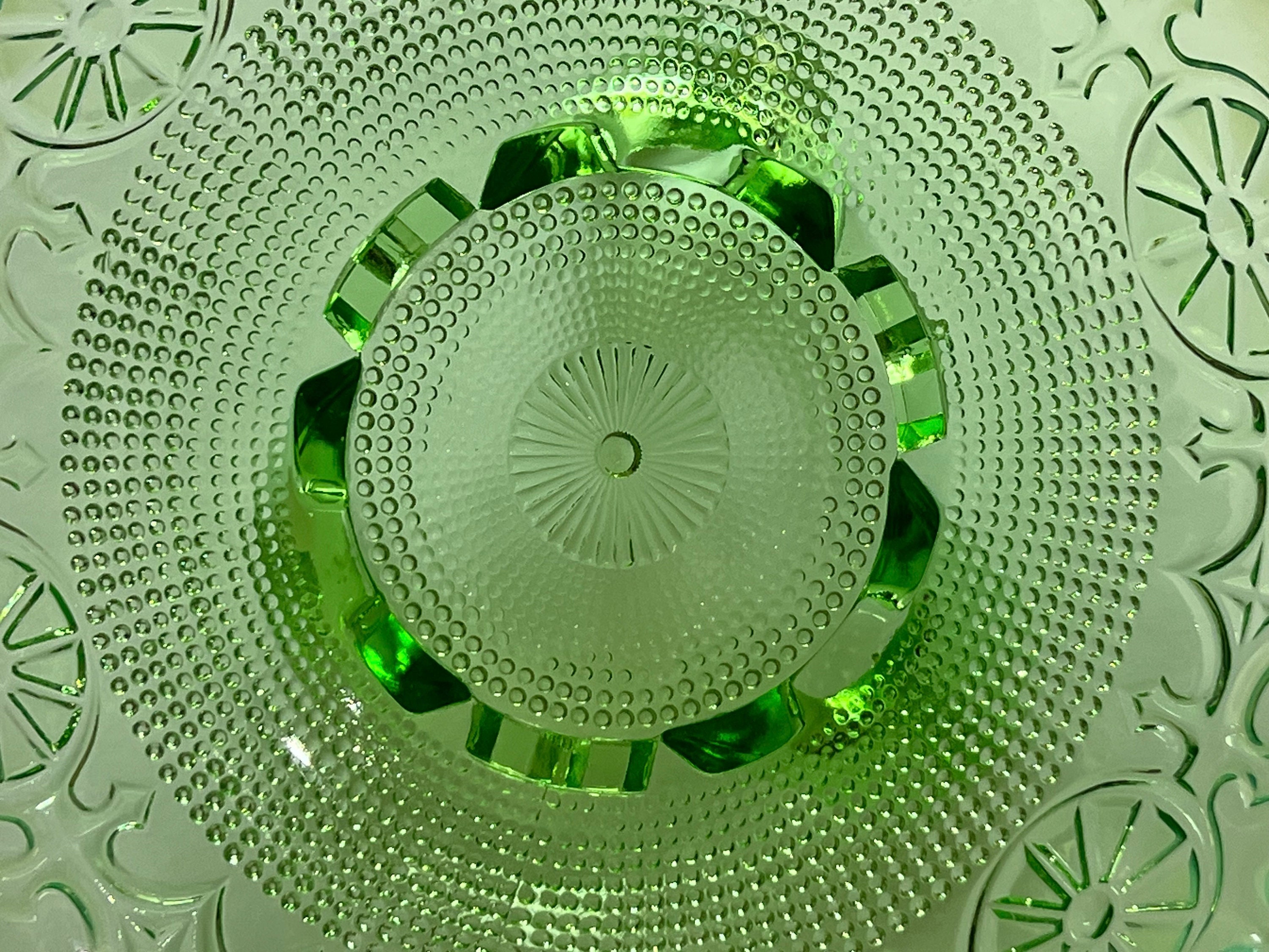 ヴィンテージ ジェファーソンガラス グリーン オパールセント ボウル