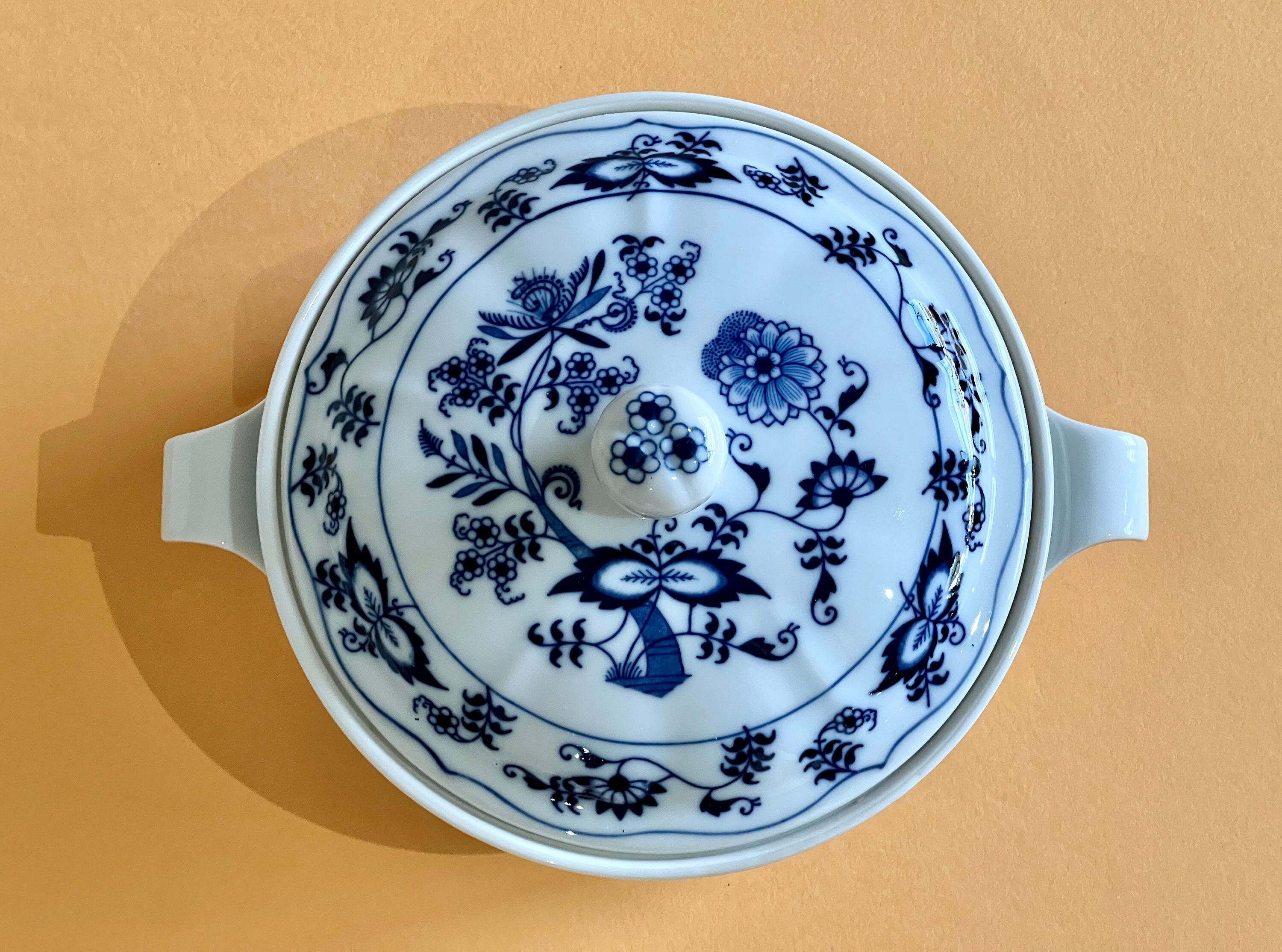 Vintage 1 Qt Round Covered Casserole Dish Blue Danube Japan