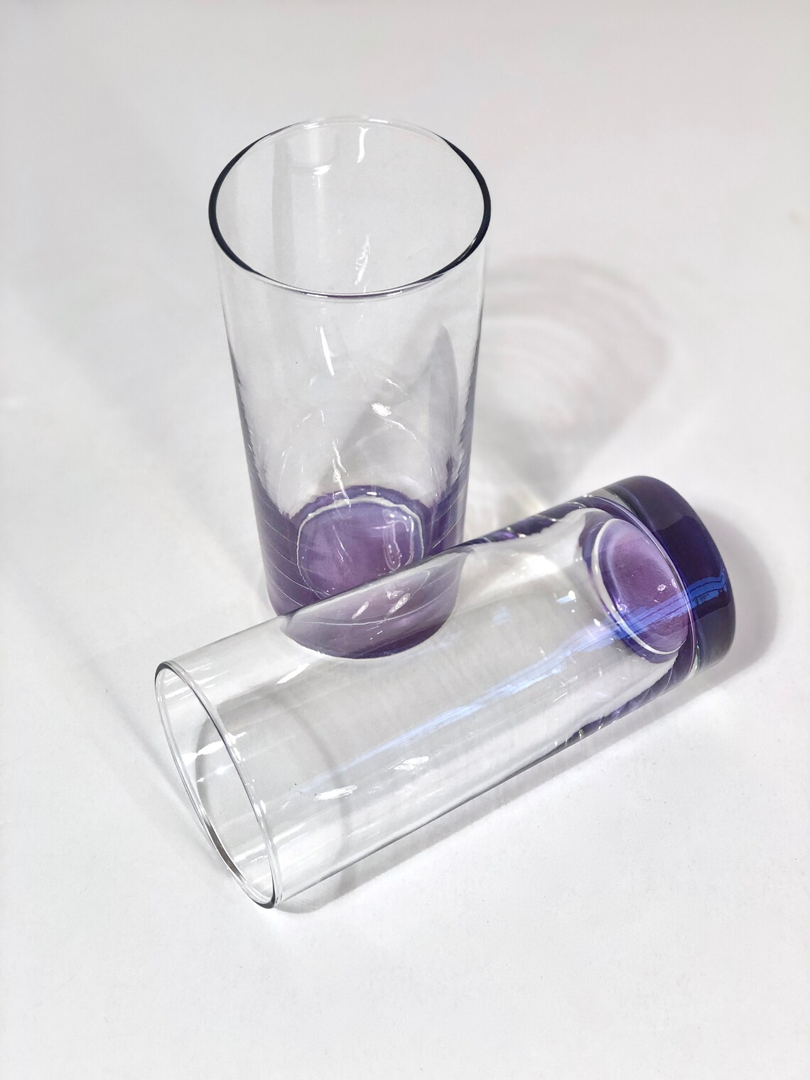 Vibrant Colored Bottom Glasses Set of Eight Vintage Large Etsy