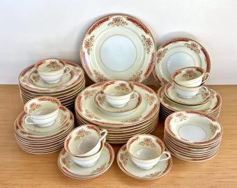 Noritake China Mystery #36 Dinnerware Set: Floral Bouquets, Red