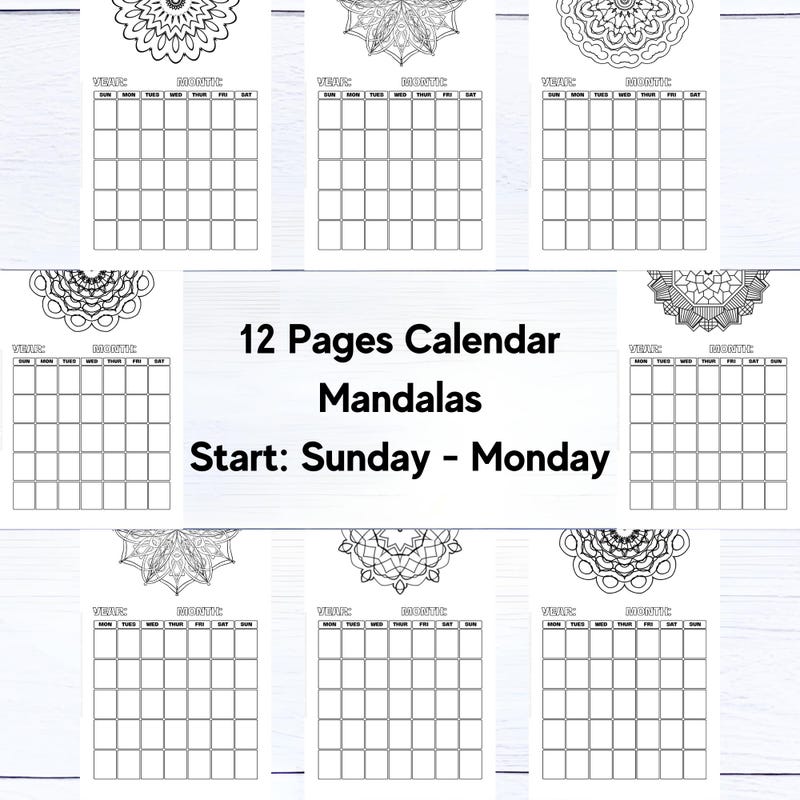 Monday Mandala Calendar - Etsy