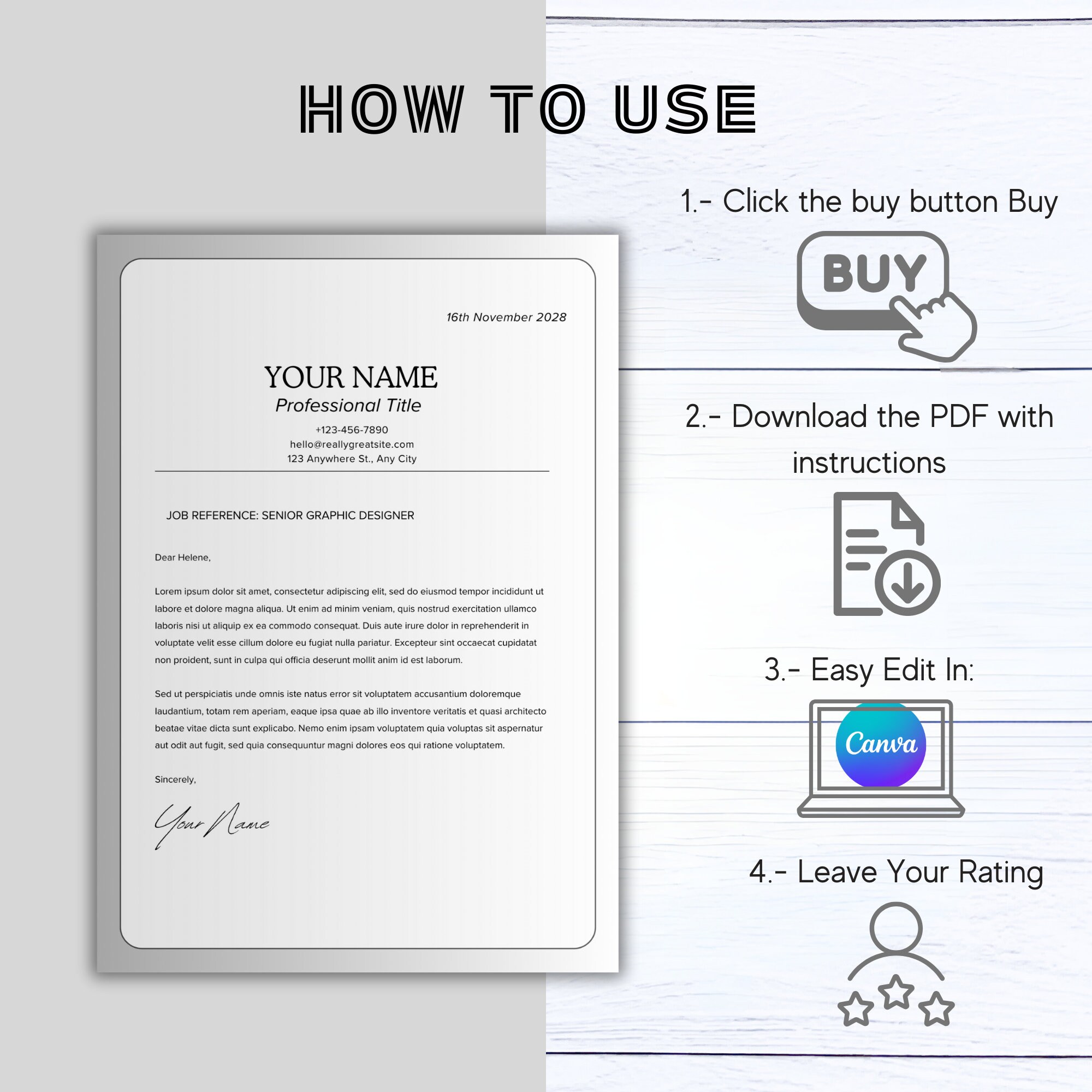 Cover Letter Template | Simple Cover Letter Canva | 2 Page Cover ...