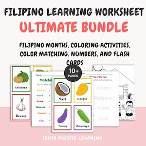 Filipino Language Learning Worksheets | Tagalog childrens worksheets | Filipino Downlaodable worksheets