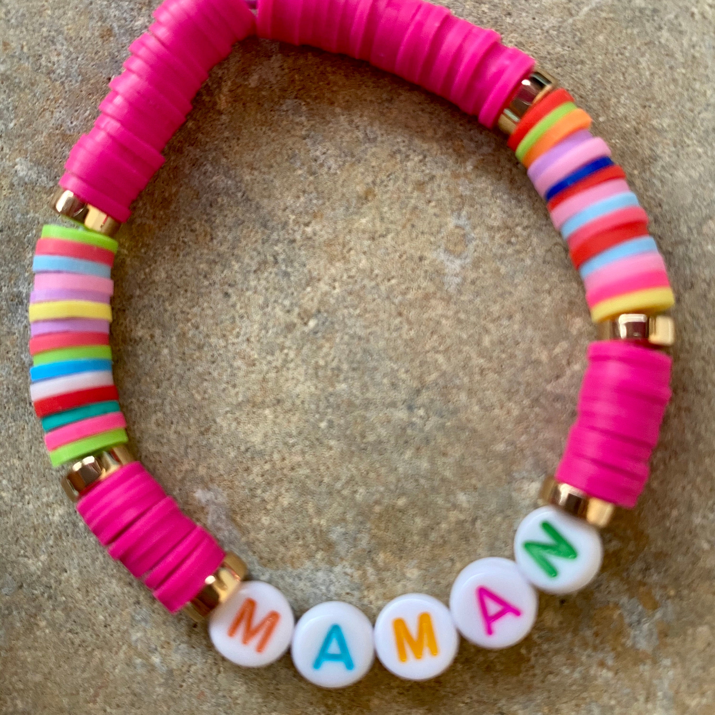 Bracelet Pr Nom Personnalis En Perles Heishi Color Es Etsy