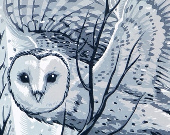 Barn Owl, Winter Branches 10/25 (blue)
