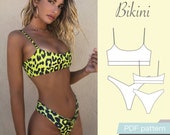 Bikini pattern xxs xxs xs s m l xl xxl. Sewing pattern and tutorial. Swimsuit pattern. PDF sewing patterns for women.
