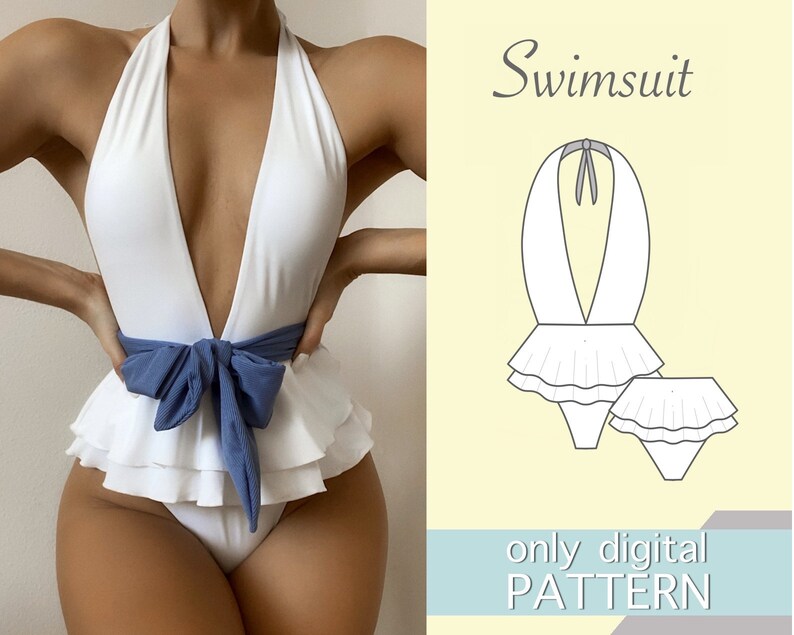 Swimsuit pattern xxs/xs/s/m/l/xl/xxl/xxxl. A4 format. Sewing Etsy